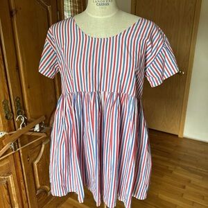 Sleepy Jones Red, White, and Blue Striped  Babydoll Dress Tunic Top Sleep C9
